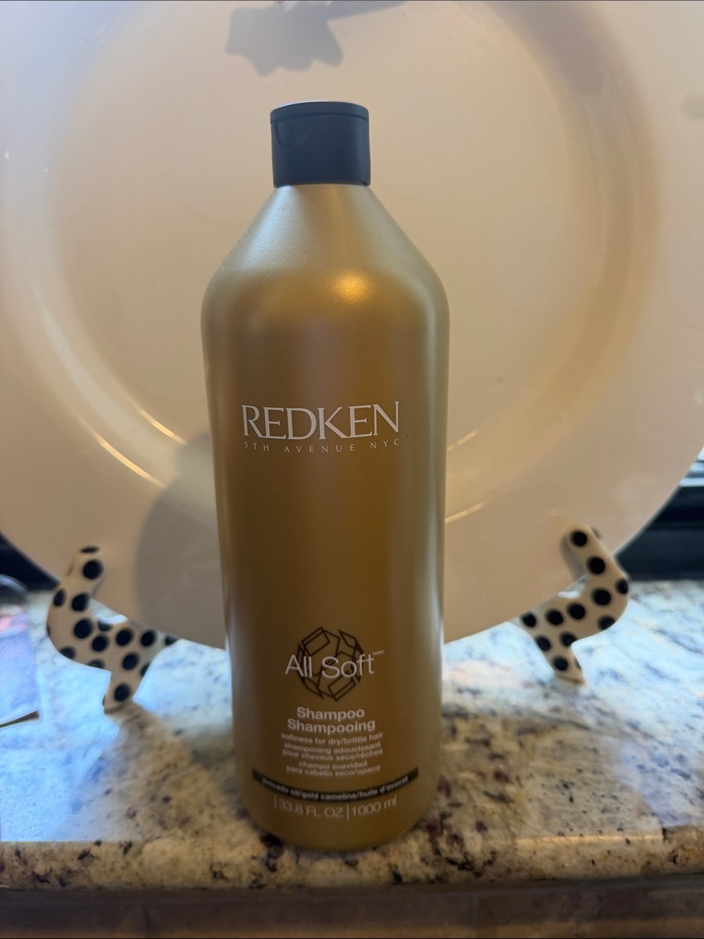 Redken All Soft Shampoo - Metallic Gold Bottle with Black Cap